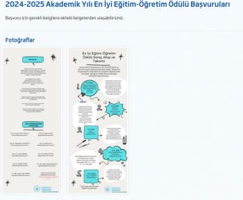 2024-2025 Akademik Yılı En İyi Eğitim-Öğretim Ödülü Başvuruları